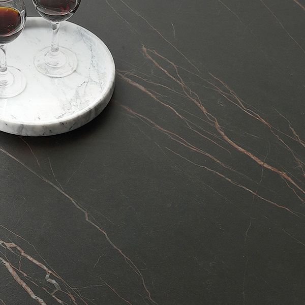 Metal Modern Round Indoor Table Black Sintered Stone Top Table for Dining Room