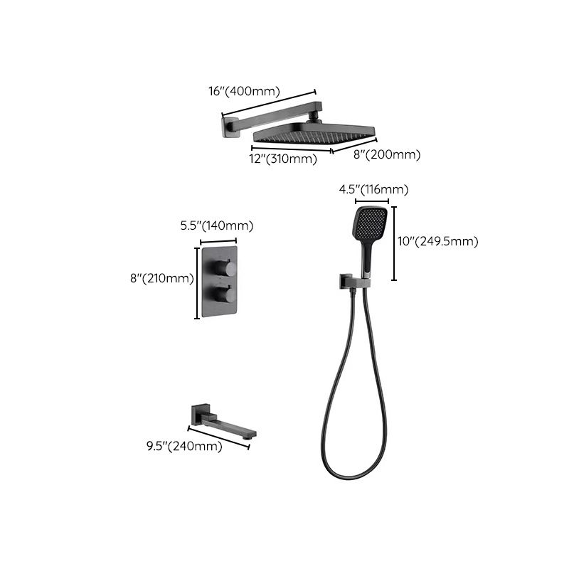 Modern Shower Head Combo Brass Temperature Control Wall Mounted Shower Combo