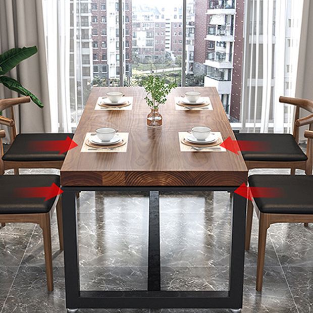 Metal Industrial Rectangle Table Pine Wood Top Indoor Table with Trestle Base
