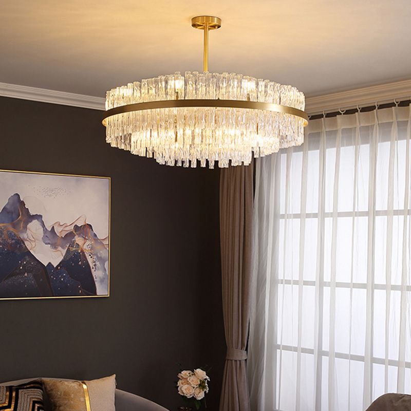 Moltiplicatore Crystal Crystal Light Modern Metal Round Living Room Lampella Luce in oro