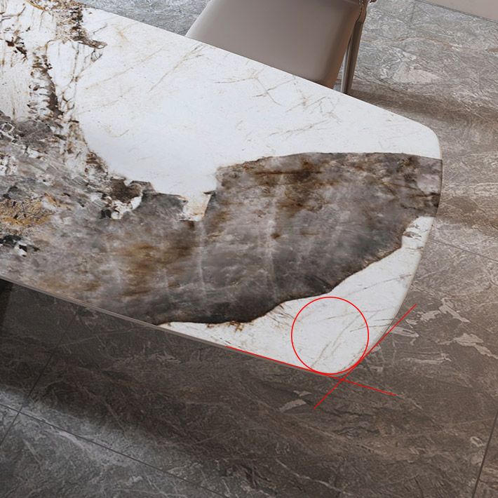 Rechthoek eigentijdse eetkamer tafel wit gesinterde stenen tafel met voetstukbasis
