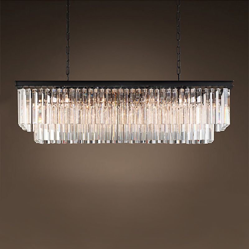 Colgante de cristal rectángulo colgante lineal comedor moderno de la isla de la isla de la isla