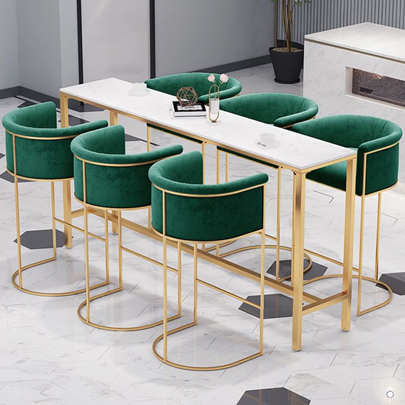 Glam Style Bar Stool Armed Upholstered Bar Stool for Dining Room