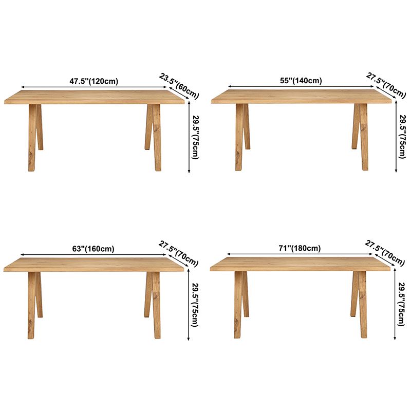 Simple Pine 4 Legs Dining Table Solid Wood Rectangle Furniture for Home