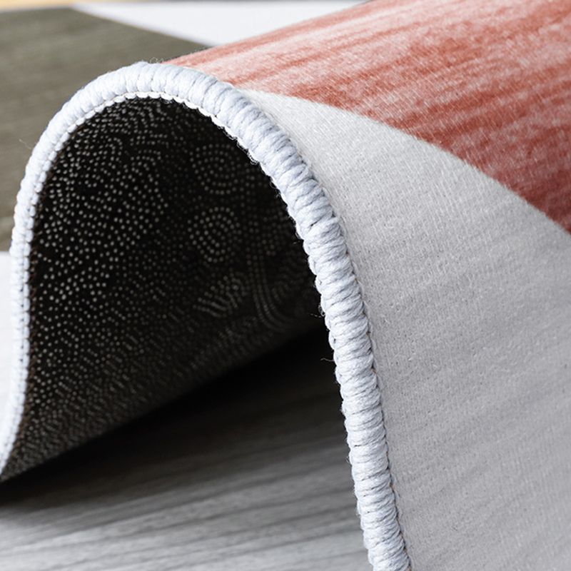 Modern Living Room Area Rug Color Block Polyester Area Carpet Non-Slip Backing Rug