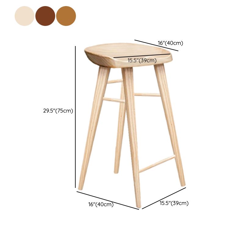 Contemporary Style Counter Stool Pine Solid Wood Bar Stool with Footrest