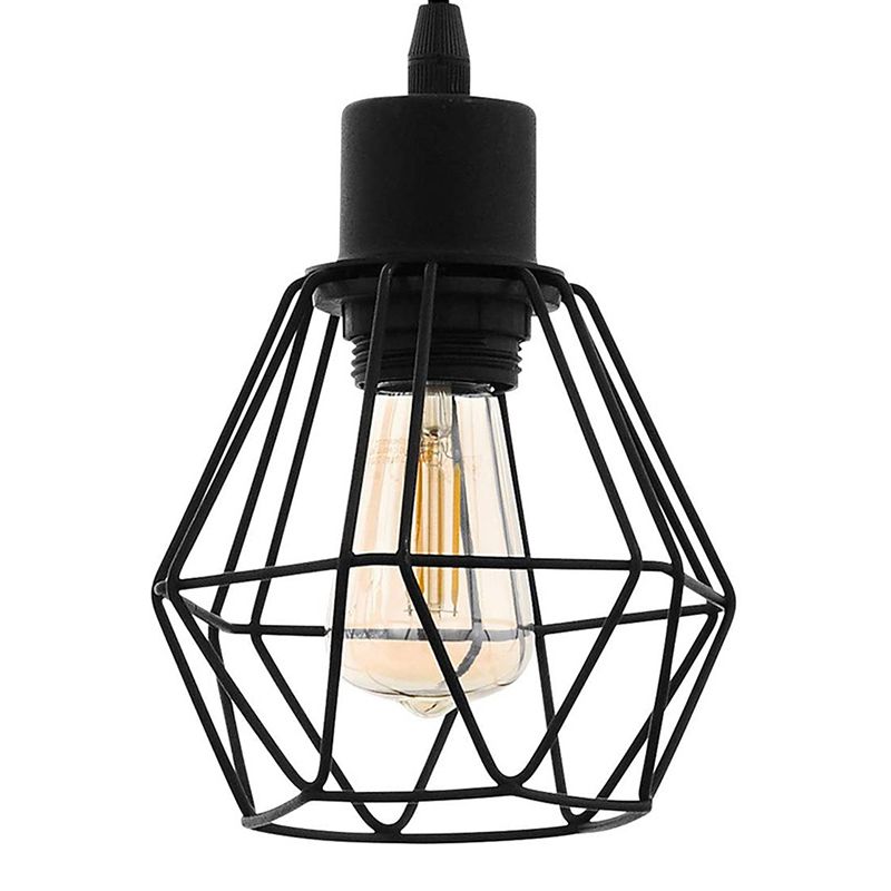 Black Iron Cage Shade Island Light Retro Industrial Style Wooden Hanging Light for Coffee Shop Bar