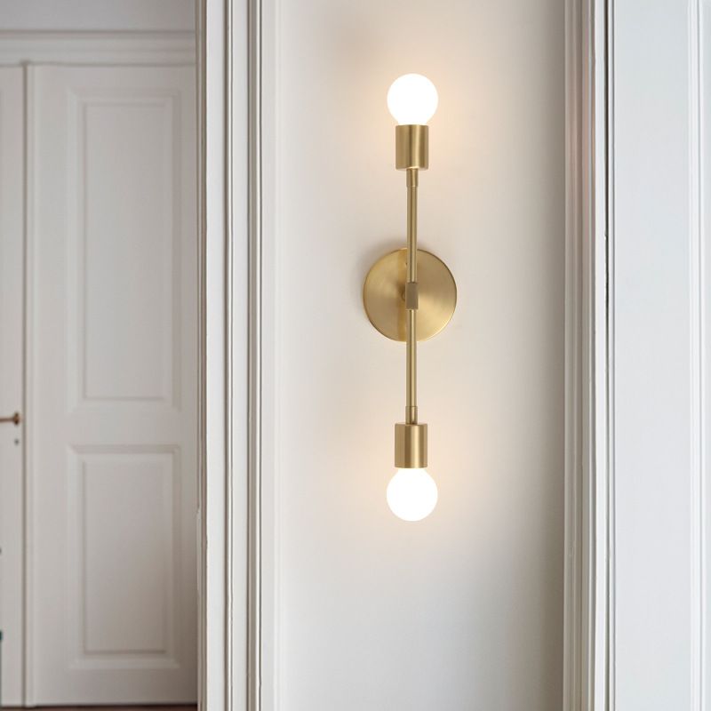 Modern Metal Wall Sconce Cylinder Shape Vanity Lamp for Bathroom in Gold