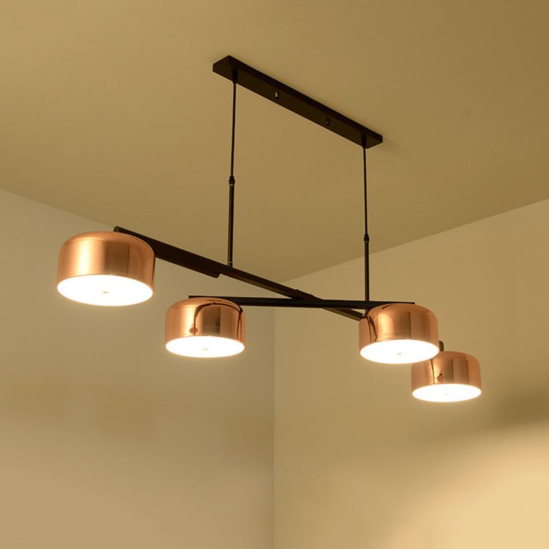Drum Metal Island Lighting Fixture Luz de colgante de isla negra de estilo moderno para comedor