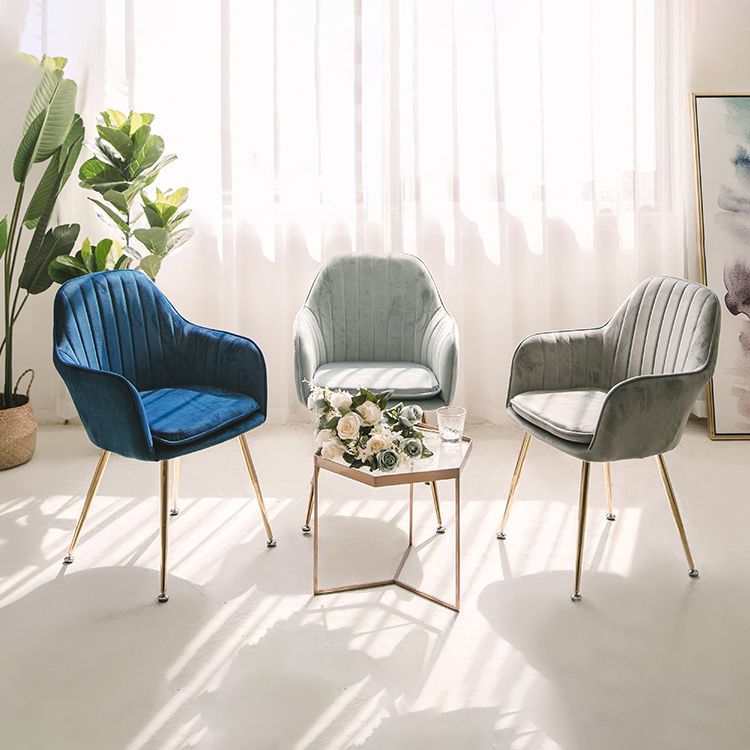 Scandinavian Style Upholstered Side Chairs Solid Back Arm Dining Chairs for Home Use