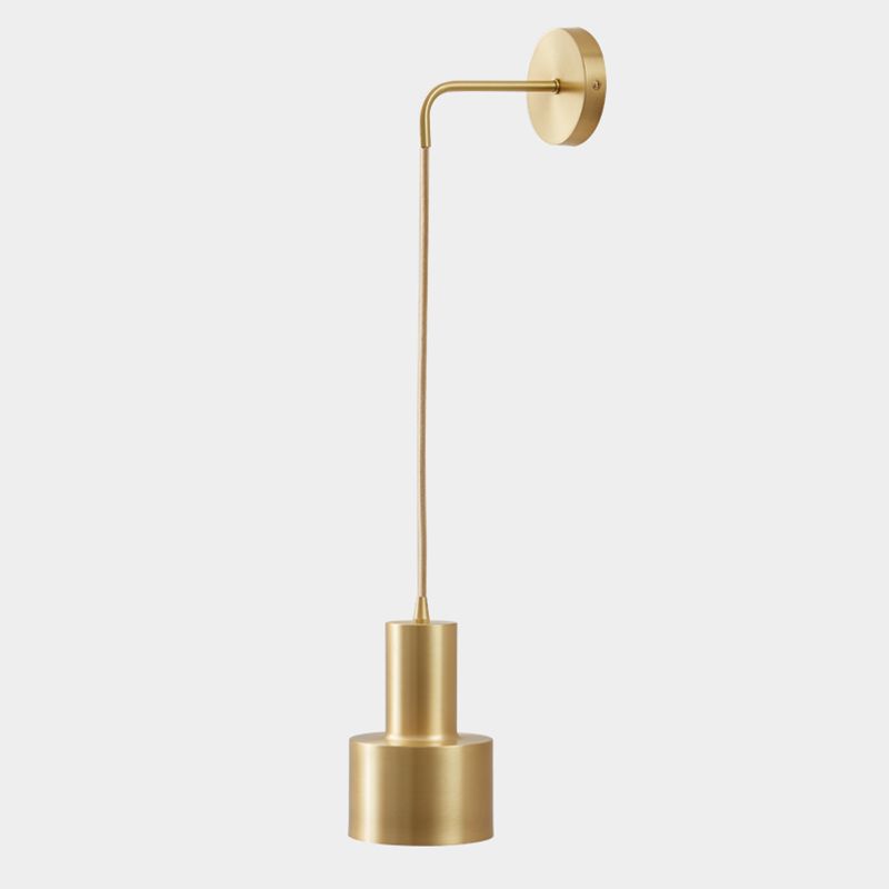 Metallzylinderwandmontaglampen Moderner Stil 1 leichte Leuchtenleuchten in Gold