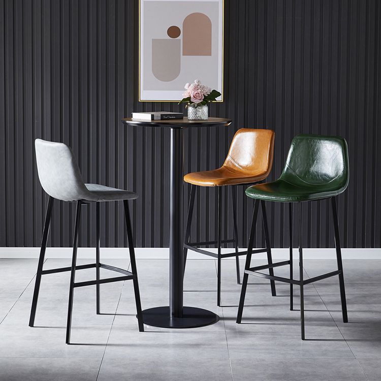Scandinavian Leather Restaurant Stool Matte Finish Footrest Barstool