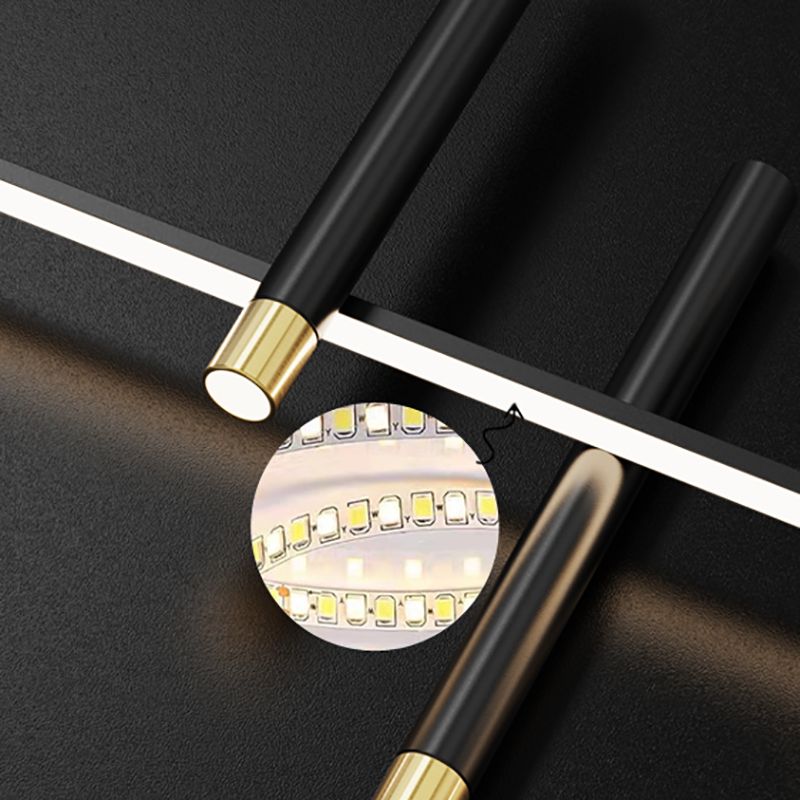 Black Metal Island Light Fixtures Modern Multi-Head Geometry Restaurant LED Hanging Lamps