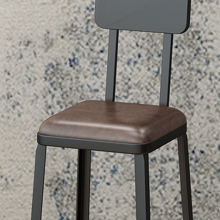 Armless Dining Stool Contemporary Bar Stool with Black Metal Base