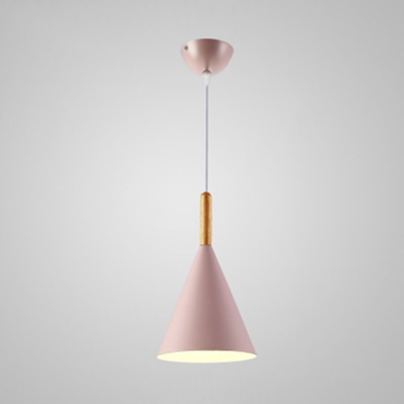 6.3 Inches Wide Mini Pendant Lamp with Metal Cone Shade Nordic Macaroon Style 1-light Hanging Light