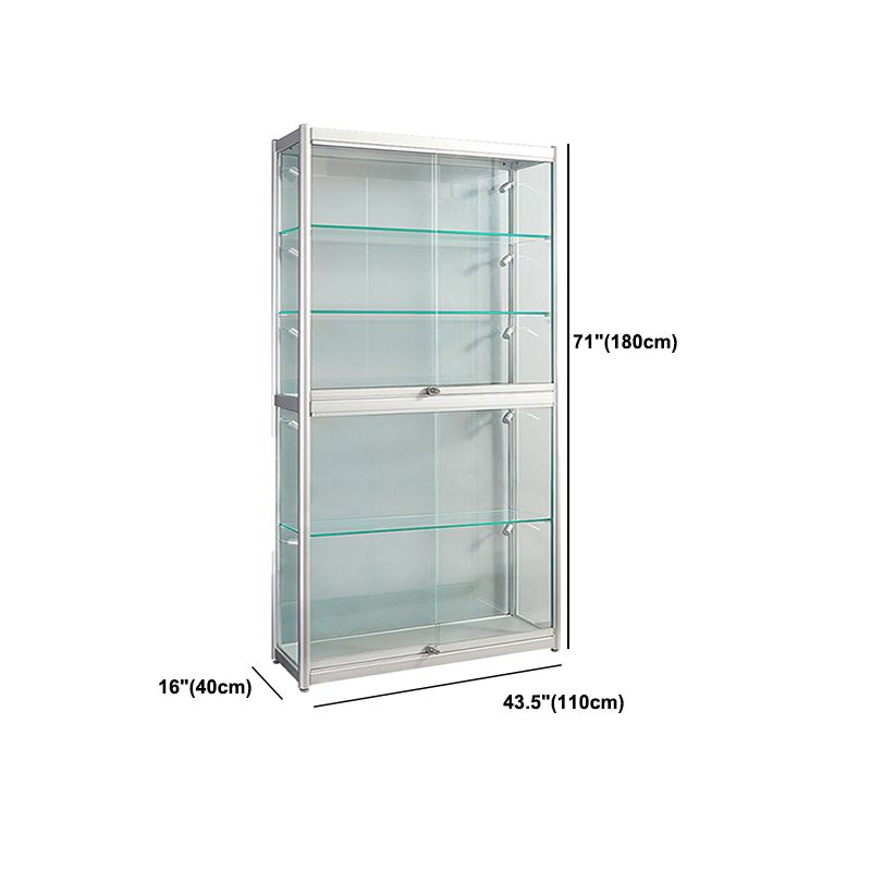 Modern Metal Curio Cabinet Locking Display Stand with Sliding Glass Doors