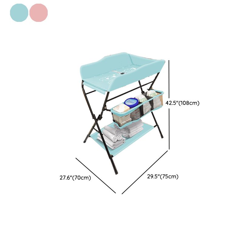 Portable Baby Changing Table Flat Top Metal Frame with Storage Shelf