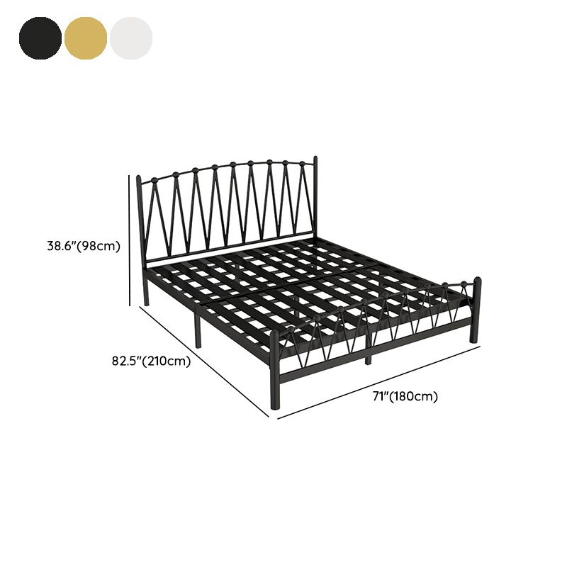 Glam Solid Color Open-Frame Bed Metal Open-Frame Bed with Metal Legs