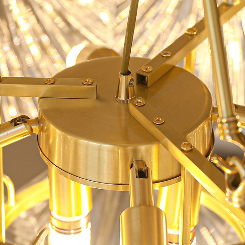 American Shell Chandelier Glass Multi Light Hanging Light in Gold for Bedroom