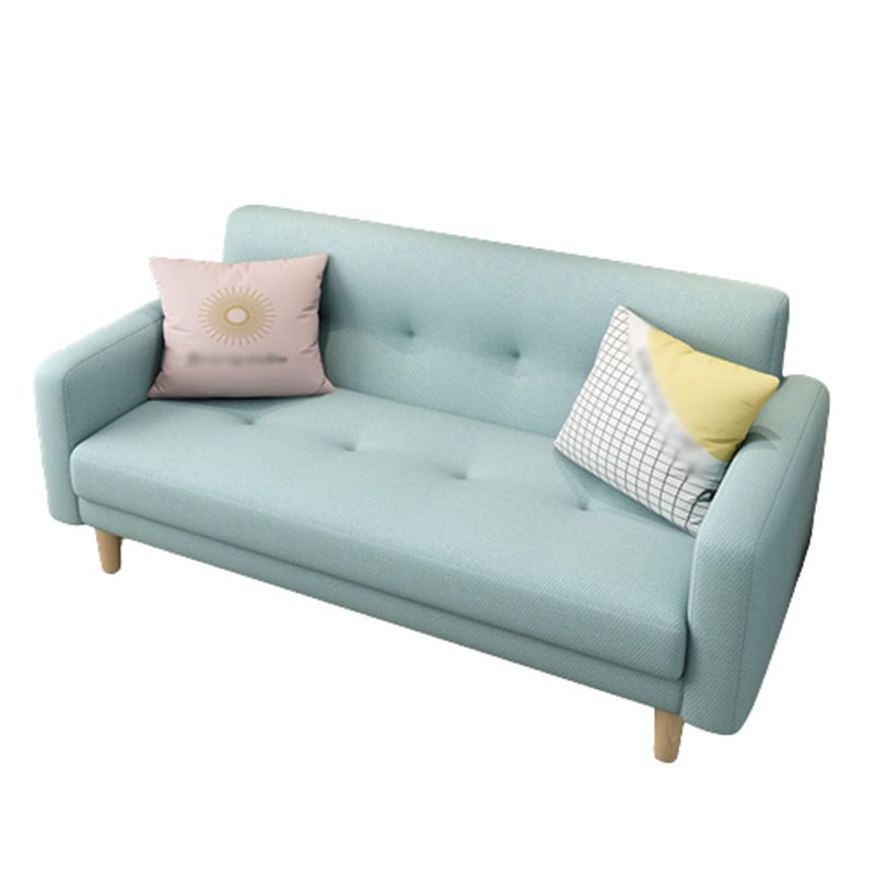 Cotton Blend and Faux Leather Square Arm Tight Back Bench Seating