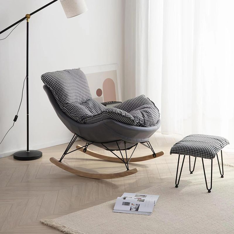 Modern Glider Chair Pure Color Cushions Rocking Chair with Dark Legs