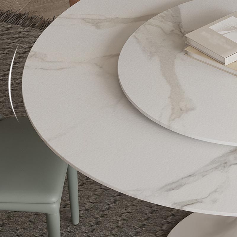 Table à manger ronde contemporaine en pierre, finition mate, Table tulipe pour la maison