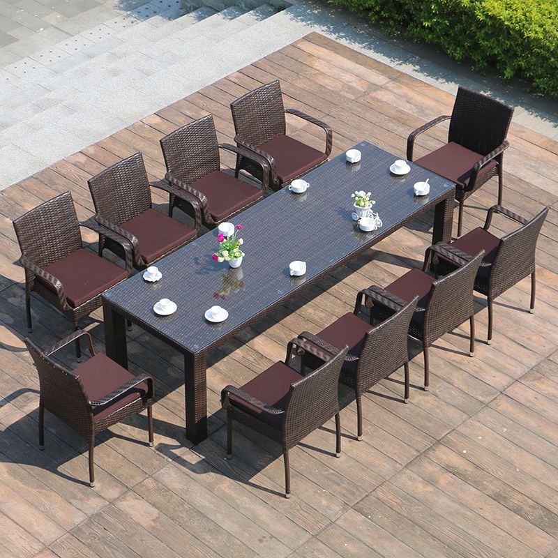 Outdoor Patio Dining Table Set 1/9/11 Pcs Plastic Wicker Frame Patio Table and Chairs