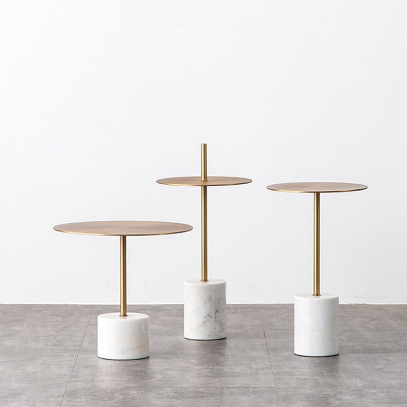 Modern Round Pedestal Side Table Metal and Marble Side End Table