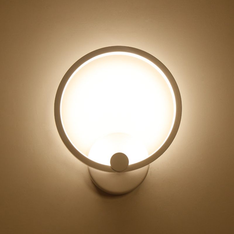 Round Shape Wall Lamp Modern Style Acrylic 1 Light Sconce in White