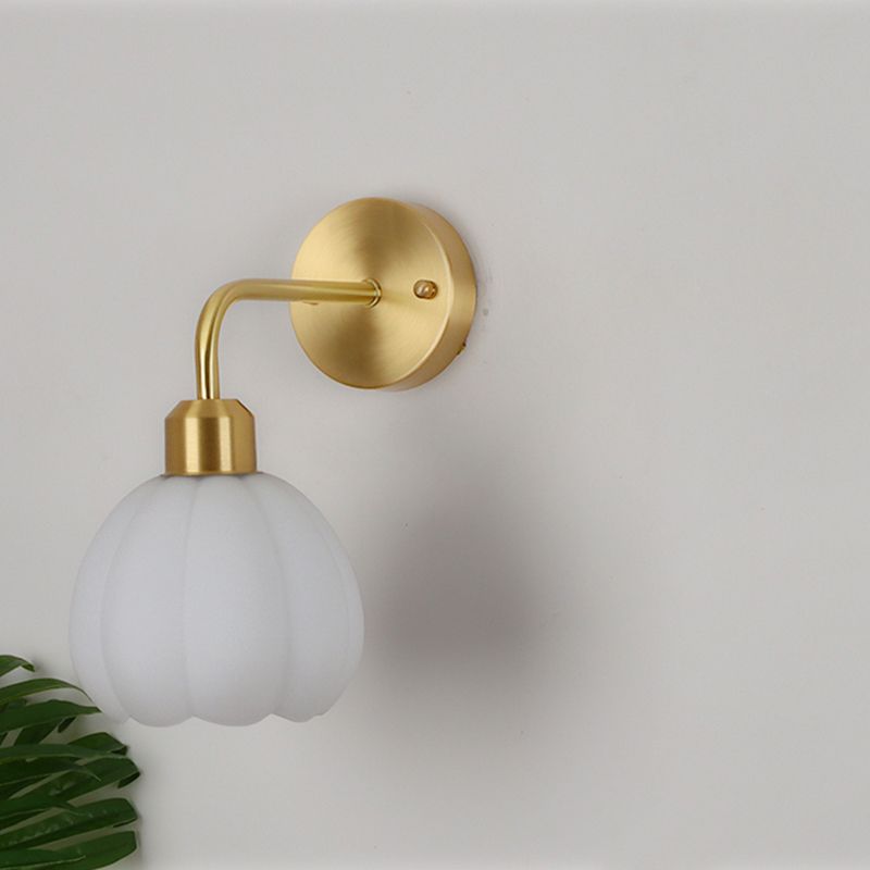 Nordic Style Wall Light Bell Shape Wall Lamp with Glass Shade for Bedroom