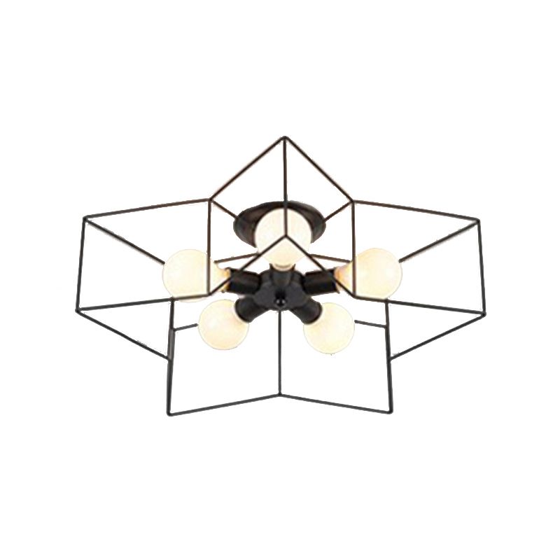 Industrial Starburst Flush Mount Ceiling Light Metal Multiple-Light Flush Light