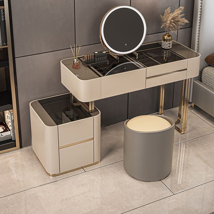 Luxurious Wood and Metal Make-up Vanity 5 Drawers & Lighted Mirror Dressing Table