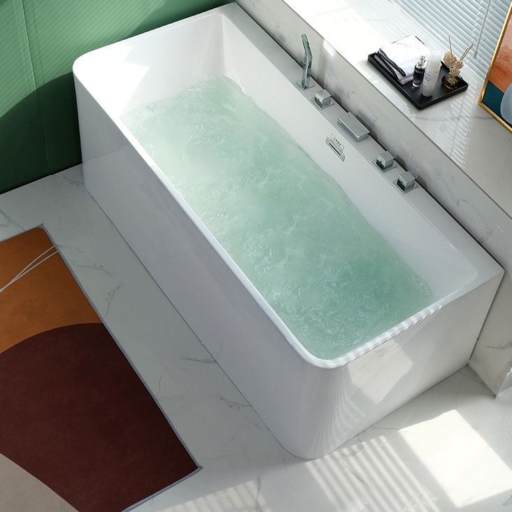 Back to Wall Rectangular Bath Antique Finish Soaking Modern Bathtub