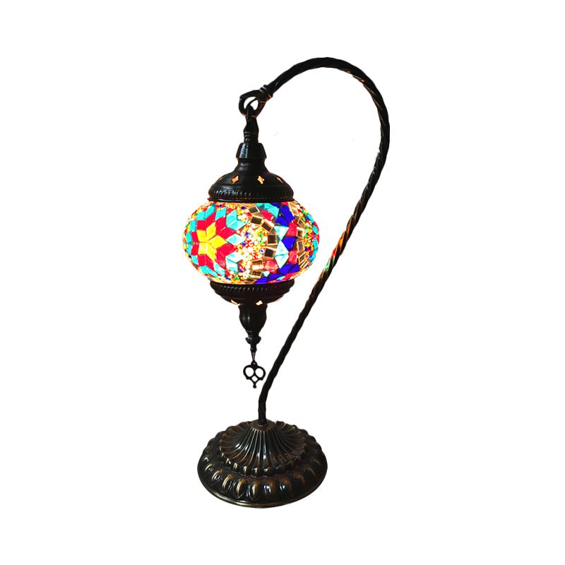 Tavolo da letto a braccio curvo leggero vetro arte arte retrò singola lampadina bianca/gialla/arancione comodini