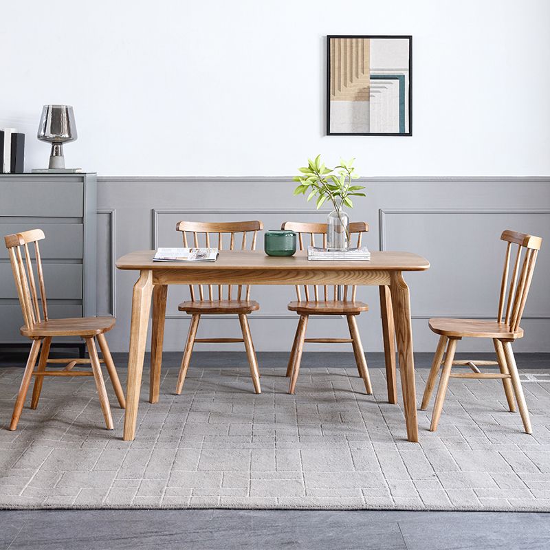 Modern Ash Wood Kitchen Table for Restaurant Rectangle Dining Table with 4 Legs