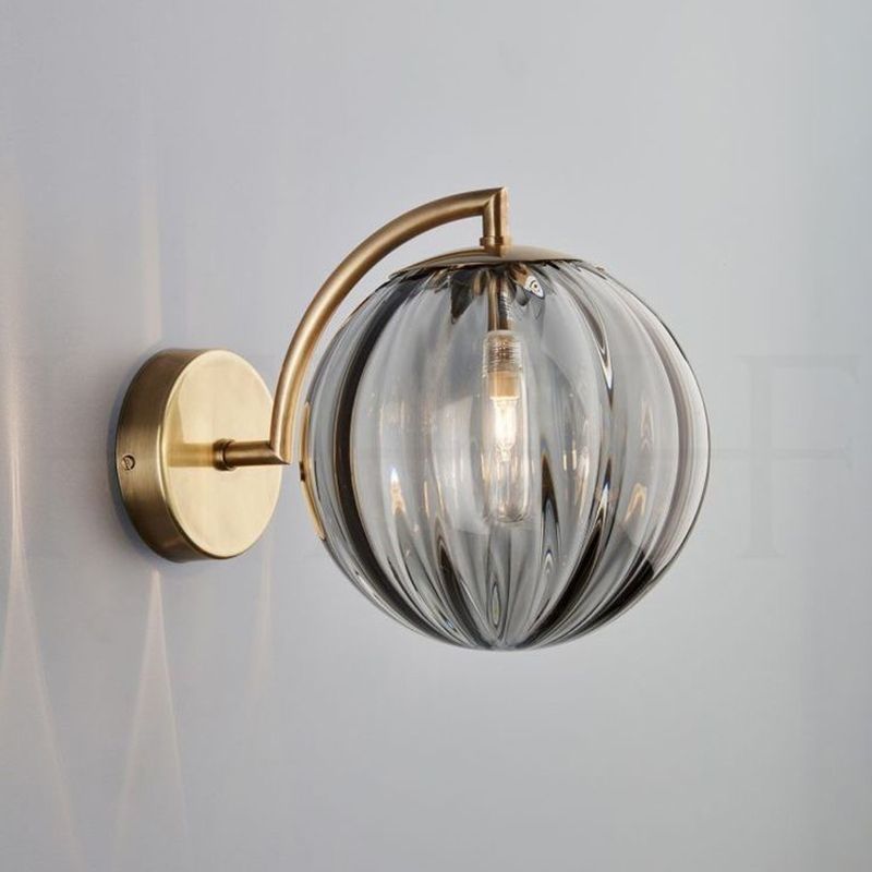 Glass Globe Wall Light in Modern Creative Style Wrought Iron Wall Lamp for Bedroom