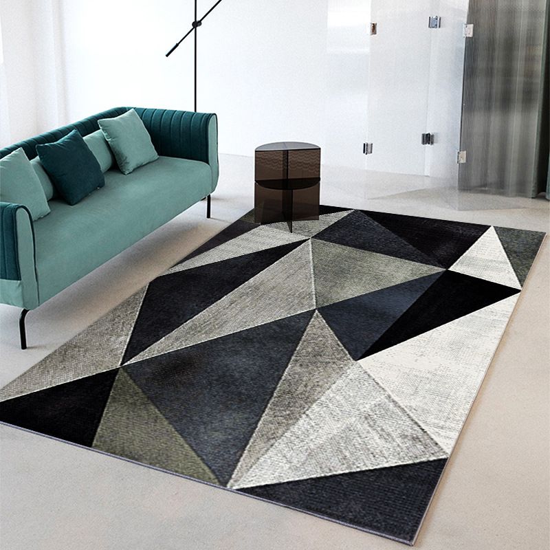 Classic Indoor Rug Geometry Pattern Modern Rug Polyester Stain Resistant Area Carpet for Living Room