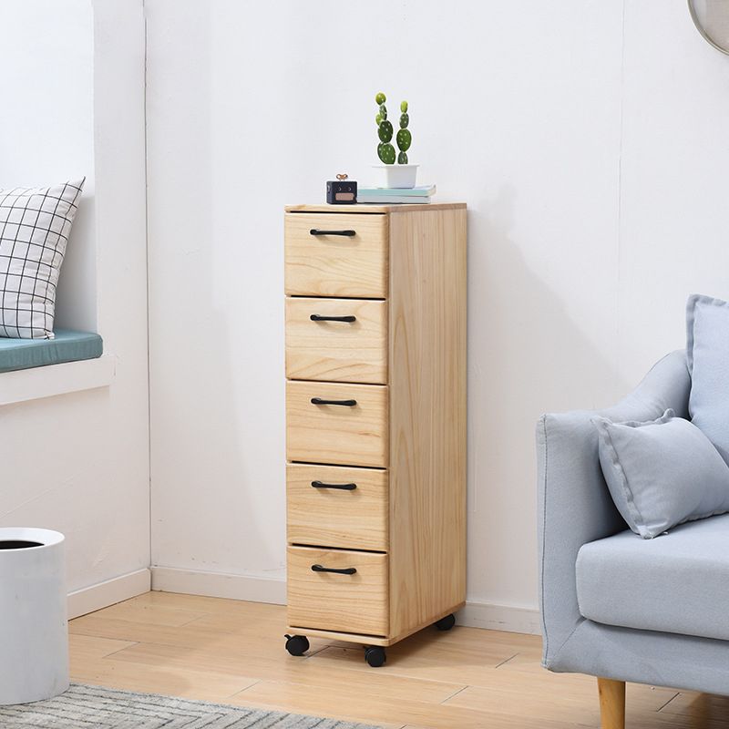 Solid Wood Accent Chest with Drawers 23.62" Wide Chest on Wheels