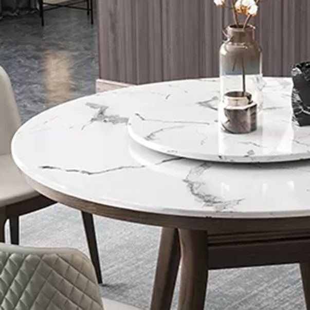 Modern Rotatable Round Table Set 1/4/5/6/7 Pieces Artificial Marble Top Round Table Set