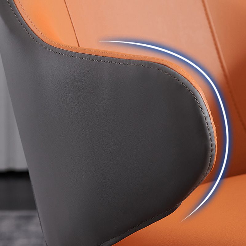 Modern Style Arm Side Chairs Faux Leather Chair with Metal Legs for Home Use