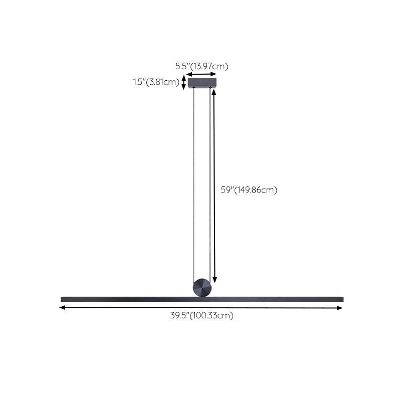Black Island Hanging Light LED Island Light with Acrylic Shade for Dining Room