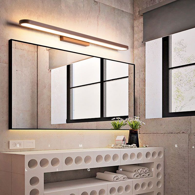 Lineal estilo moderno moderno tocador de tocador 1 luz de espejo LED de luz para el baño en marrón