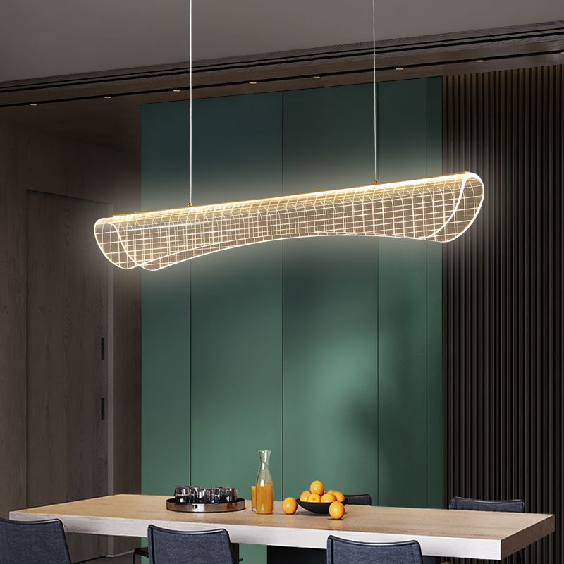 Modern Pendant Light Transparent Island Lighting Metal 1 Light Island Light Fixture in Black