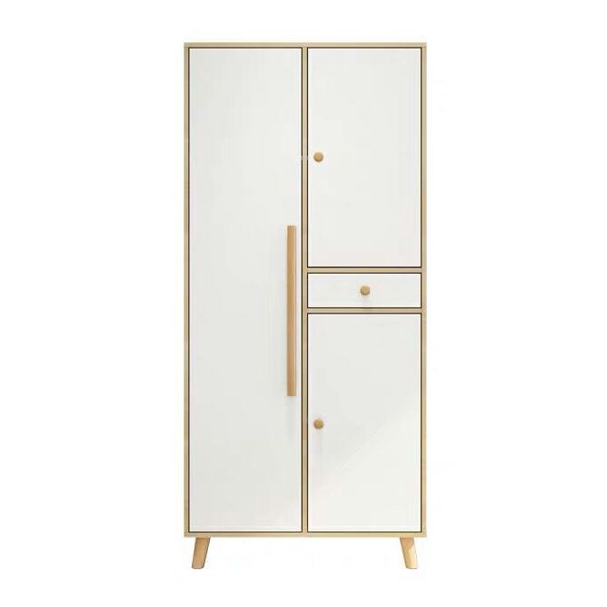Modern White Wardrobe for Home Engineered Wood Cabinet with Hinged Doors