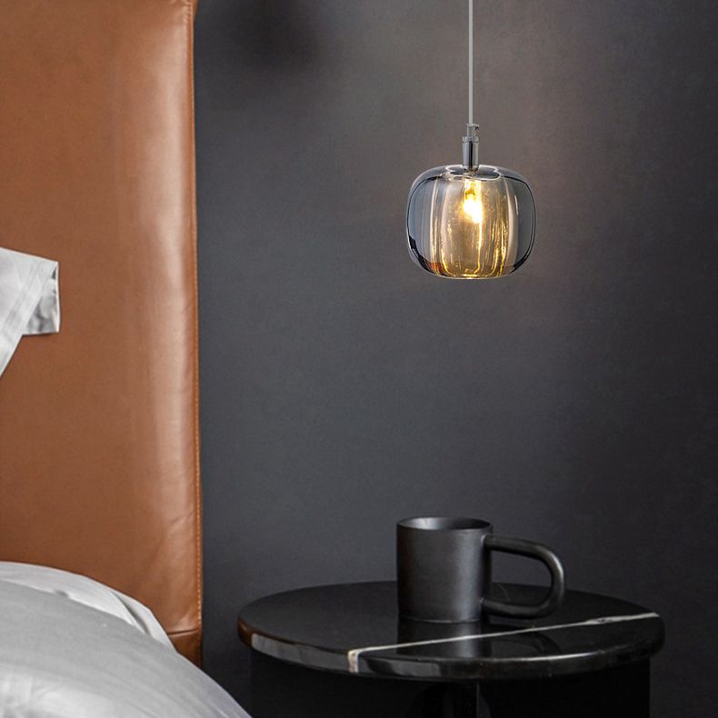 Melon Shaped Dining Room Pendulum Light  Crystal 1-Light Postmodern Minimalist Hanging Lamp Kit