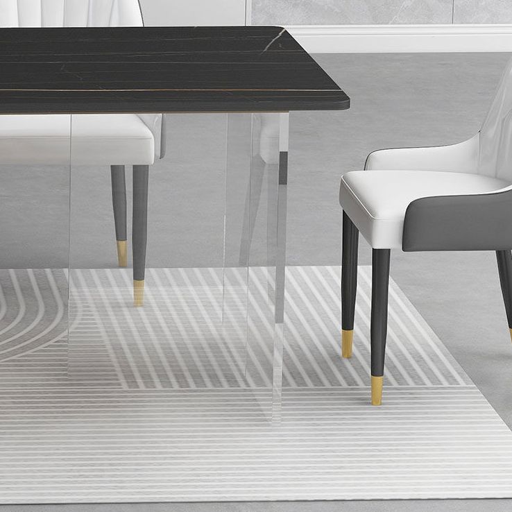 Rectangular Stone Dining Table Acrylic Furniture with Double Pedestal in Matte Finish