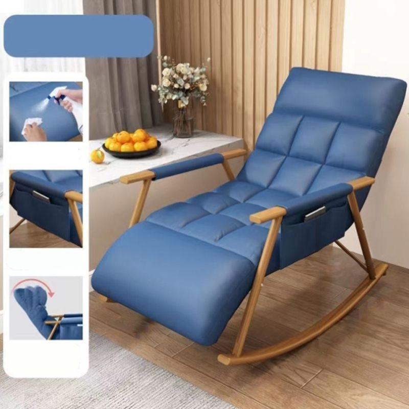 Creative Tufted Recliner Chair Solid Color Faux Leather Rocker Chair