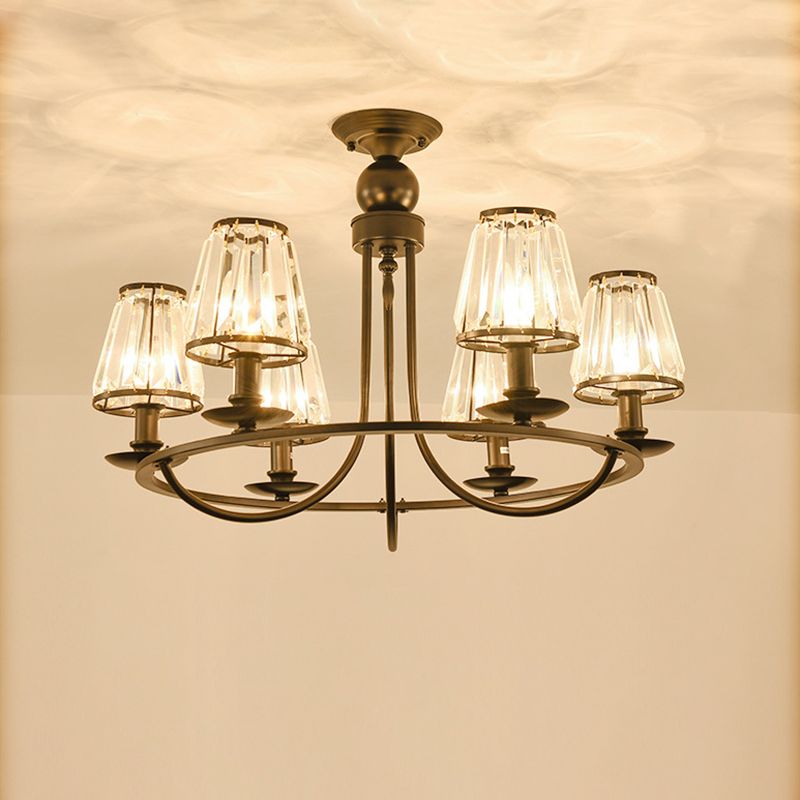 Schwarze konische Deckenhängung Lampe Traditionelle Cut-Kristall-Esszimmer Kronleuchter
