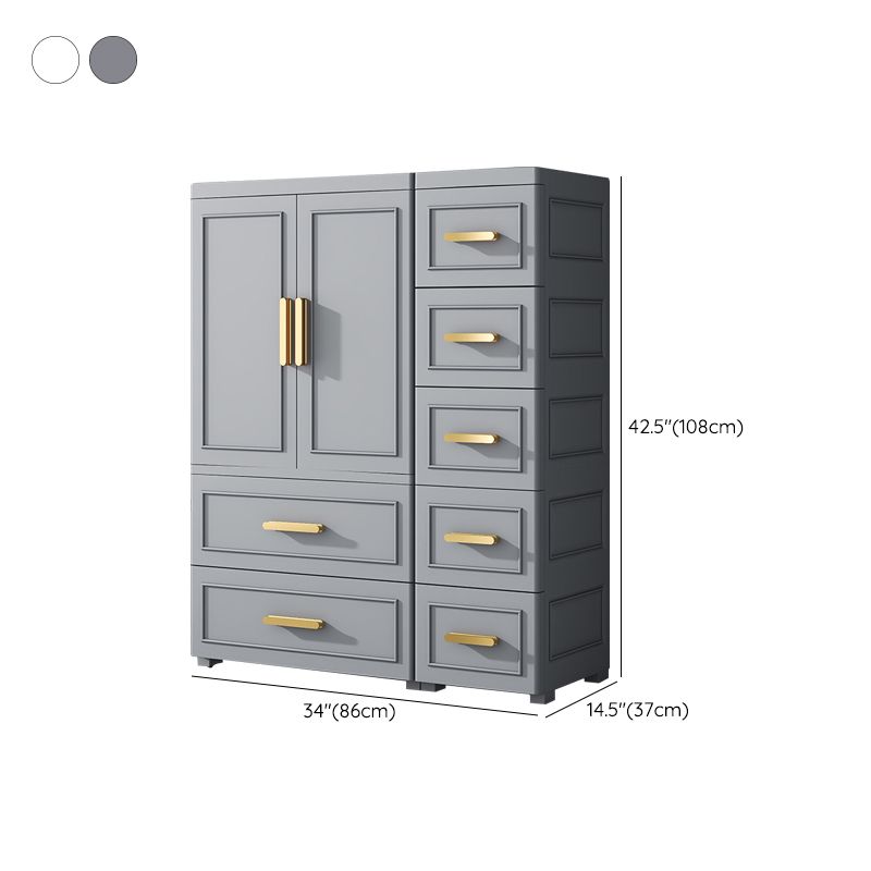 Plastic Wardrobe Cabinet with Drawer Modern Hinged Wardrobe Closet