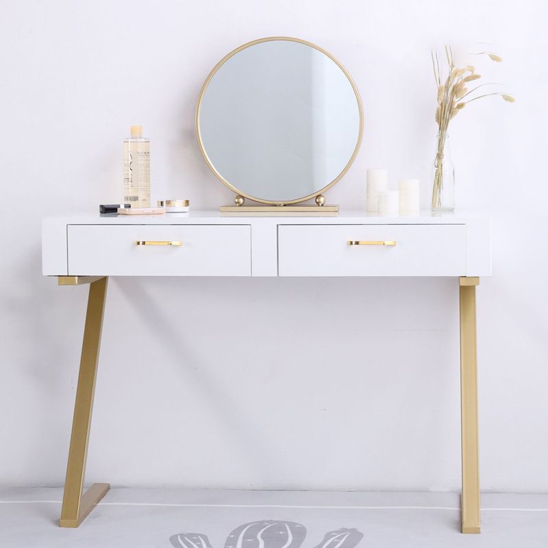 Glam Dresser with 2 Storage Drawers White Vanity Table for Bedroom